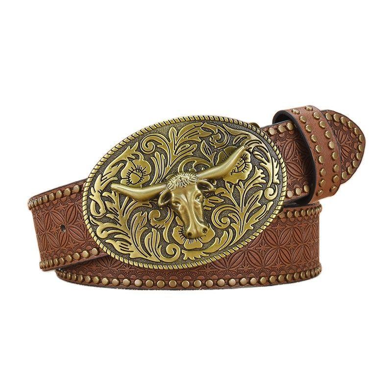 Hudson | Men's Western Cowboy Style Vintage Rivet Embossed Belt