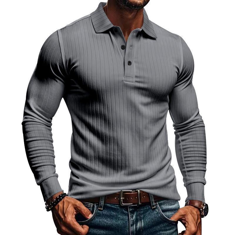 John | Men's Casual Elastic Long Sleeve POLO Shirt