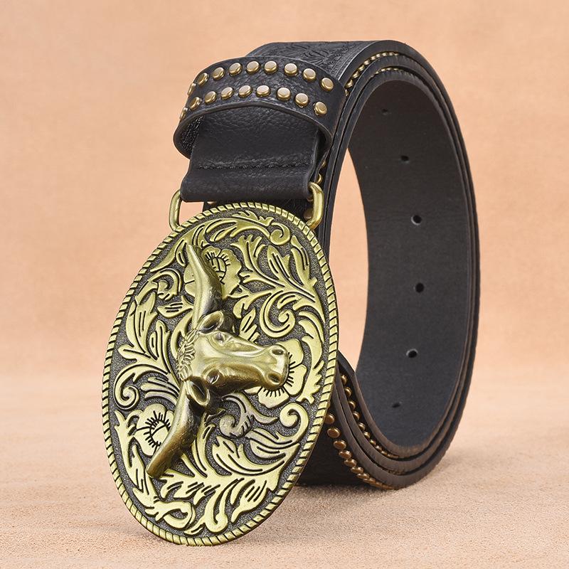 Hudson | Men's Western Cowboy Style Vintage Rivet Embossed Belt