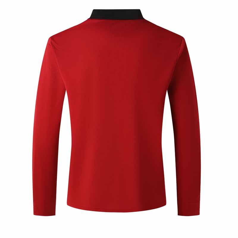 John | Men's Color Block Pocket Long Sleeve POLO Shirt