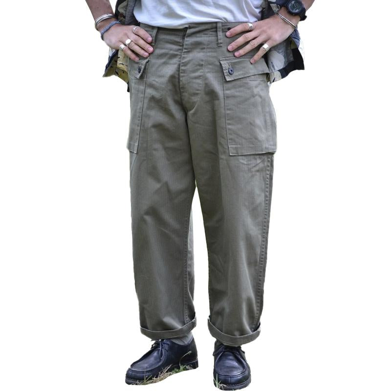 John | Men's Vintage Multi-pocket Straight-Leg Loose Cotton Cargo Trousers