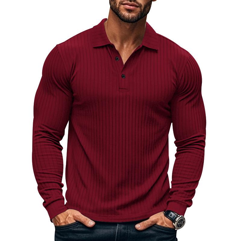 John | Men's Casual Elastic Long Sleeve POLO Shirt