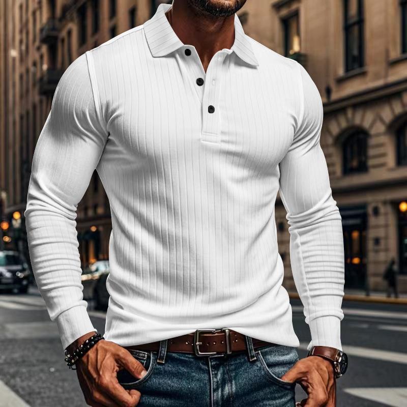 John | Men's Casual Elastic Long Sleeve POLO Shirt