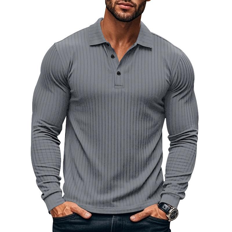 John | Men's Casual Elastic Long Sleeve POLO Shirt