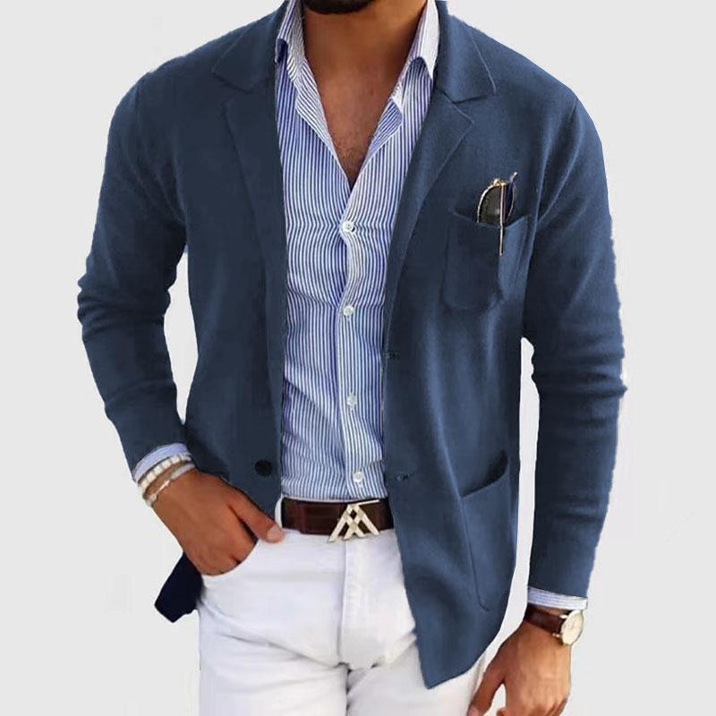 ARMANI | Men's Casual Notch Lapel Single-breasted Slim-fit Knitted Blazer