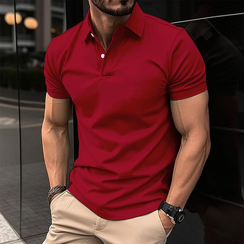 John | Men's Casual Solid Color Short Sleeved Polo Shirt