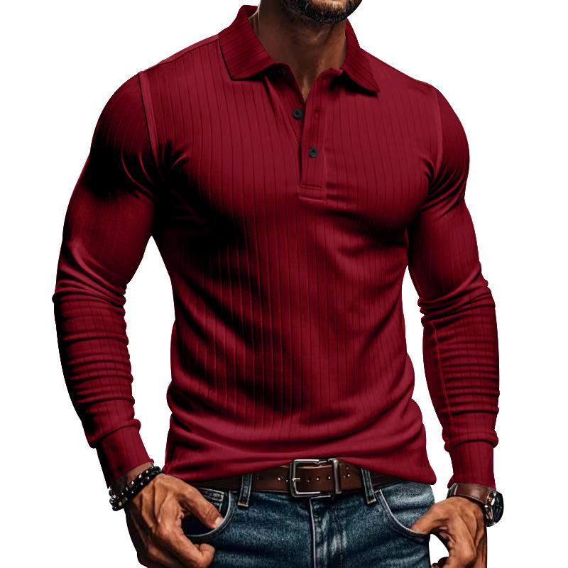 John | Men's Casual Elastic Long Sleeve POLO Shirt