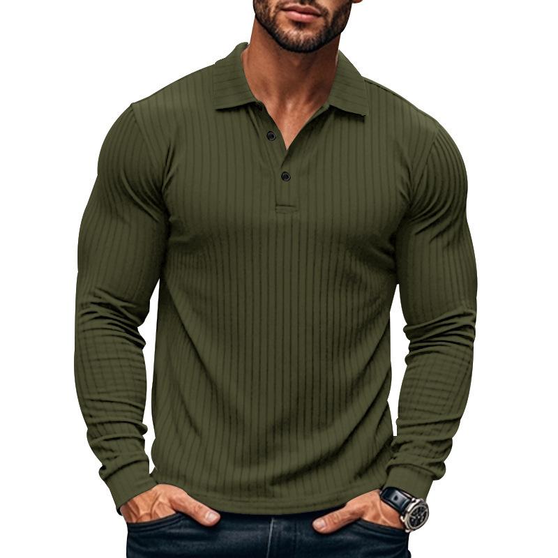John | Men's Casual Elastic Long Sleeve POLO Shirt