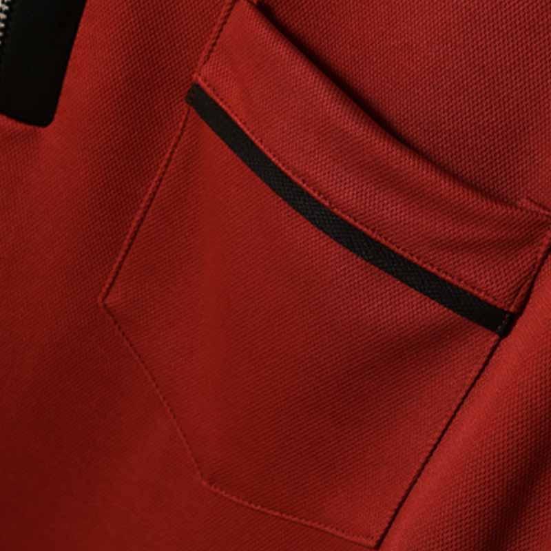 John | Men's Color Block Pocket Long Sleeve POLO Shirt