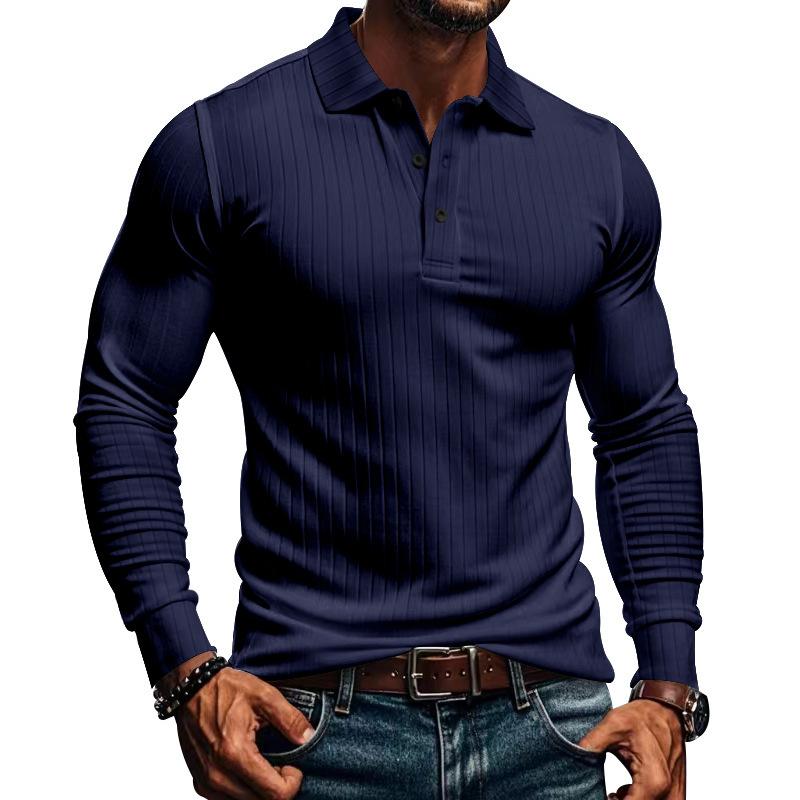 John | Men's Casual Elastic Long Sleeve POLO Shirt
