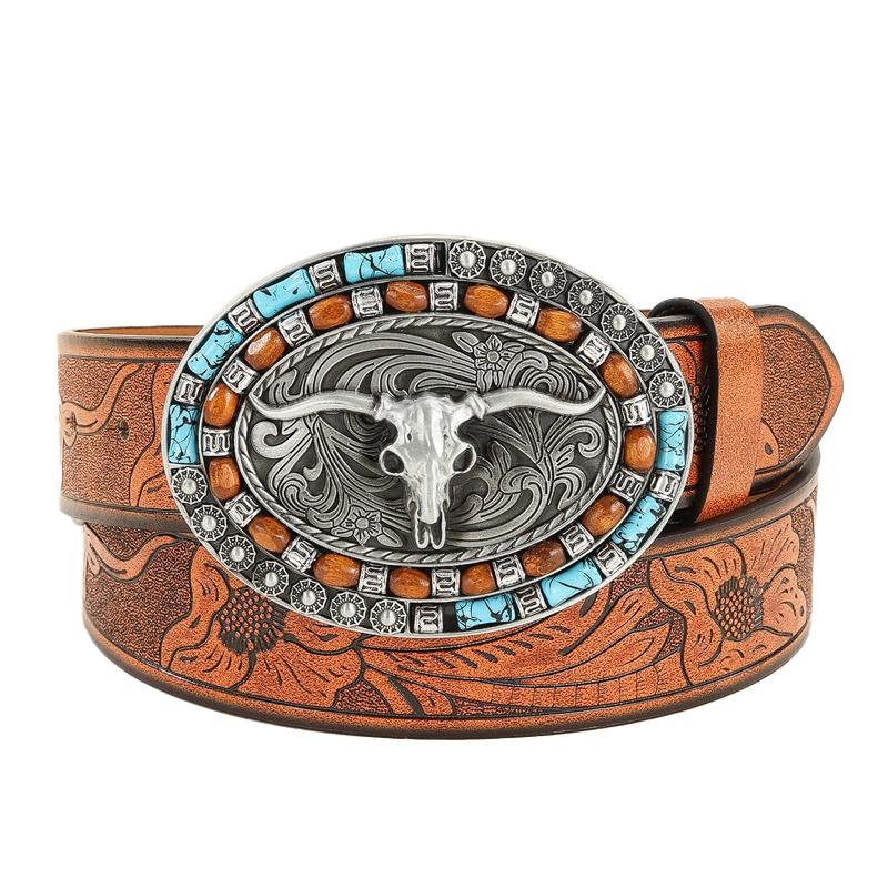 Hudson | Men's Vintage Embossed Western Cowhide Leather Belt