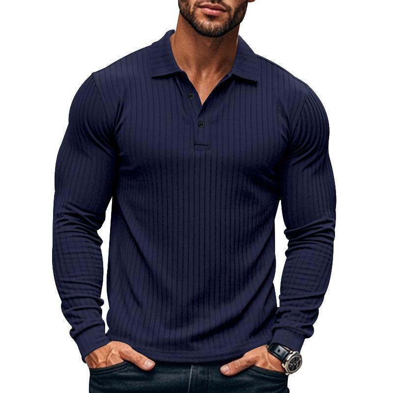 John | Men's Casual Elastic Long Sleeve POLO Shirt