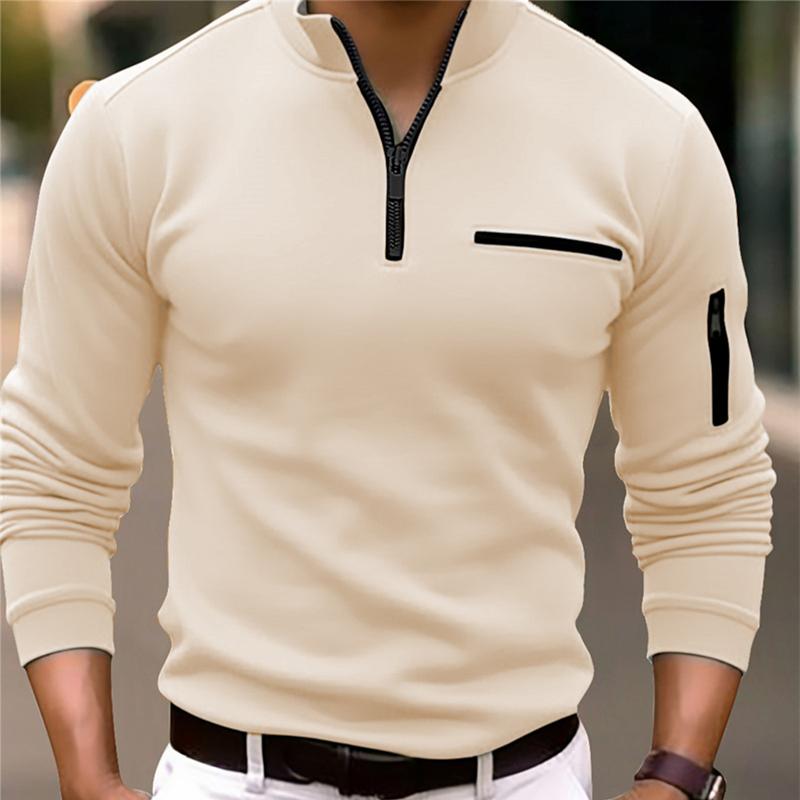 John | Men'S Casual Solid Color Zipper Polo Shirt