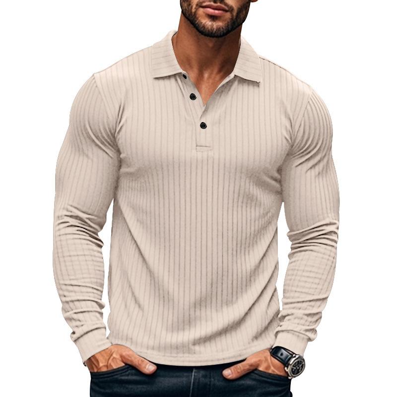 John | Men's Casual Elastic Long Sleeve POLO Shirt