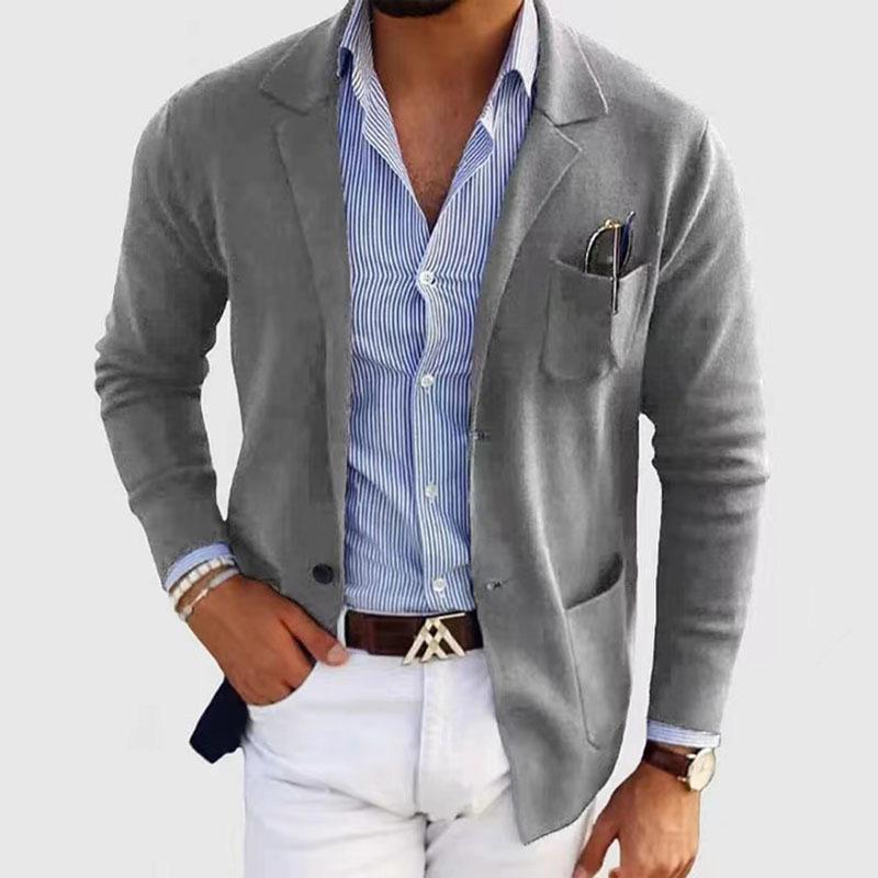 ARMANI | Men's Casual Notch Lapel Single-breasted Slim-fit Knitted Blazer