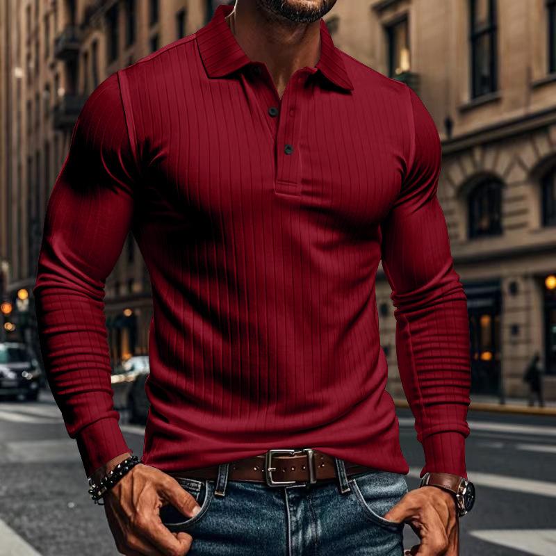 John | Men's Casual Elastic Long Sleeve POLO Shirt