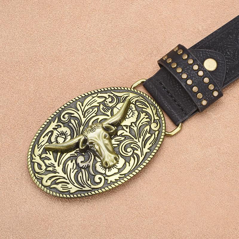 Hudson | Men's Western Cowboy Style Vintage Rivet Embossed Belt