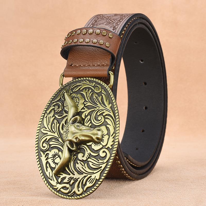 Hudson | Men's Western Cowboy Style Vintage Rivet Embossed Belt