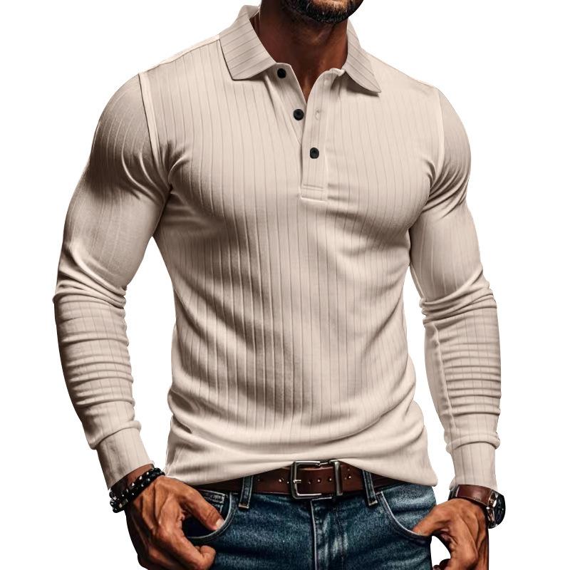 John | Men's Casual Elastic Long Sleeve POLO Shirt