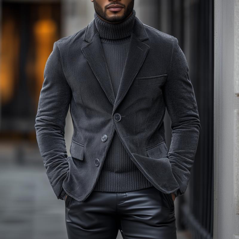 ARMANI | Men's Vintage Corduroy Notch Lapel Single Breasted Slim Fit Blazer