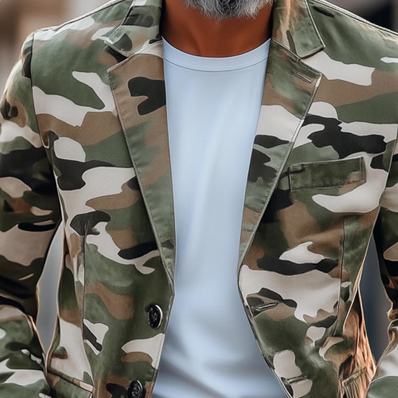 ARMANI | Men's Retro Camouflage Notch Lapel Single Breasted Casual Blazer