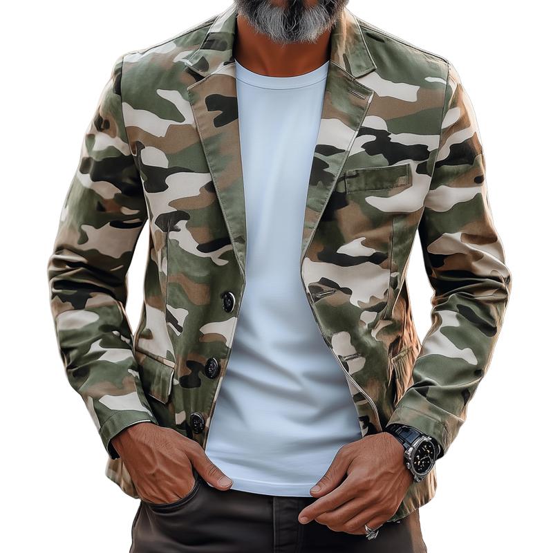 ARMANI | Men's Retro Camouflage Notch Lapel Single Breasted Casual Blazer