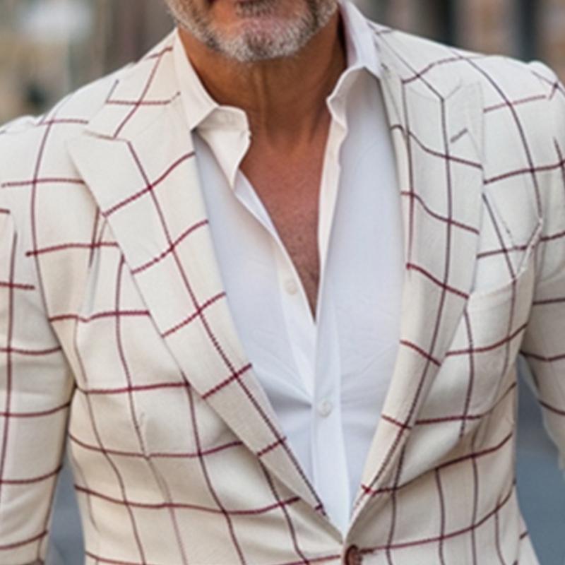 ARMANI | Men's Retro Casual Check Print Pocket Blazer