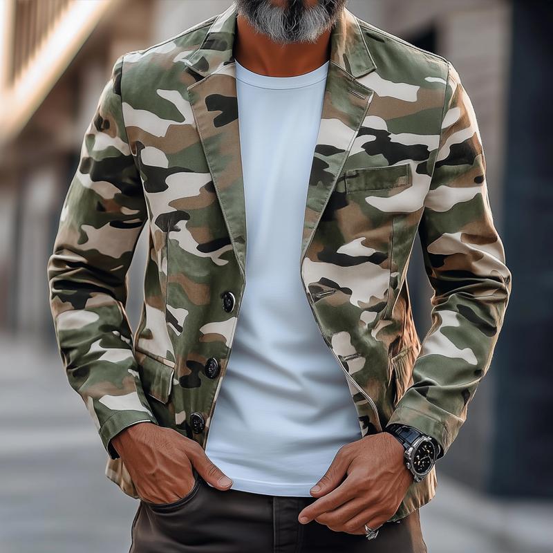 ARMANI | Men's Retro Camouflage Notch Lapel Single Breasted Casual Blazer