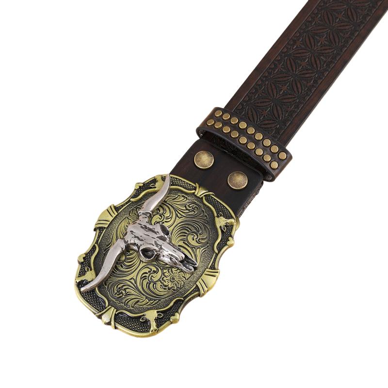 Hudson | Men's Vintage Western Cowboy Carved Punk Leather Belt