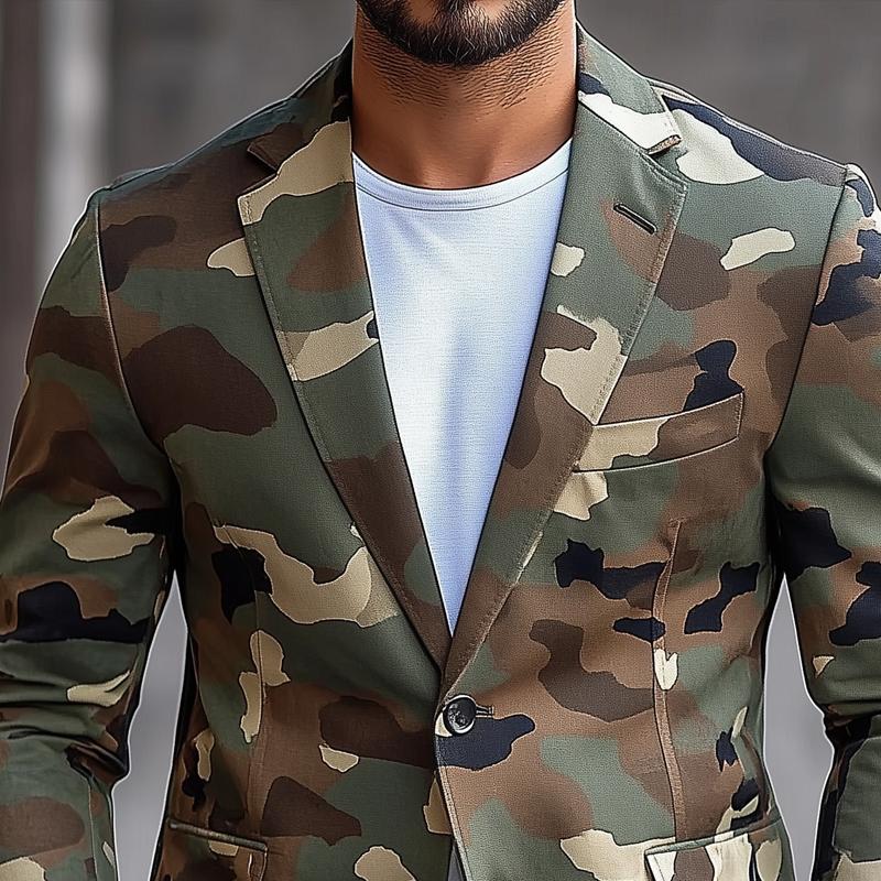 ARMANI | Men's Retro Camouflage Notch Lapel Single Breasted Casual Blazer