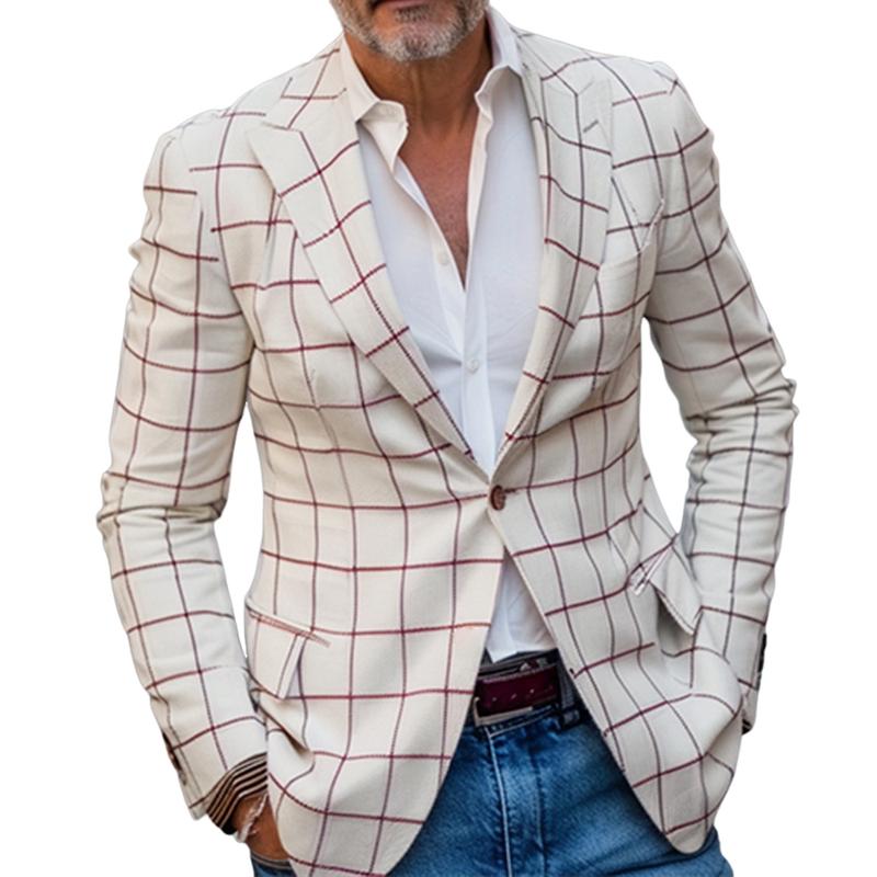 ARMANI | Men's Retro Casual Check Print Pocket Blazer