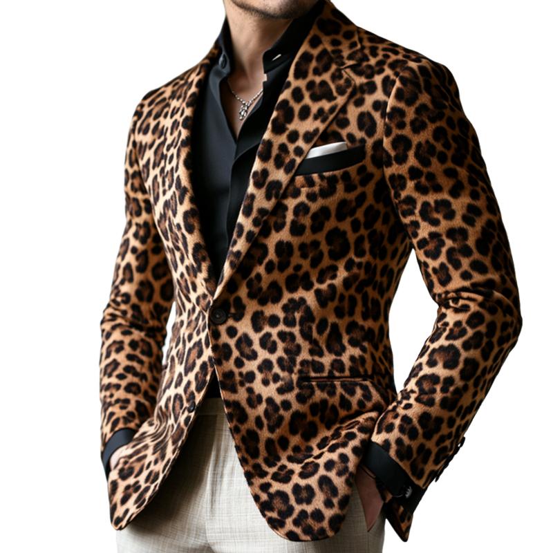 ARMANI | Men's Vintage Casual Leopard Print Single Breasted Blazer
