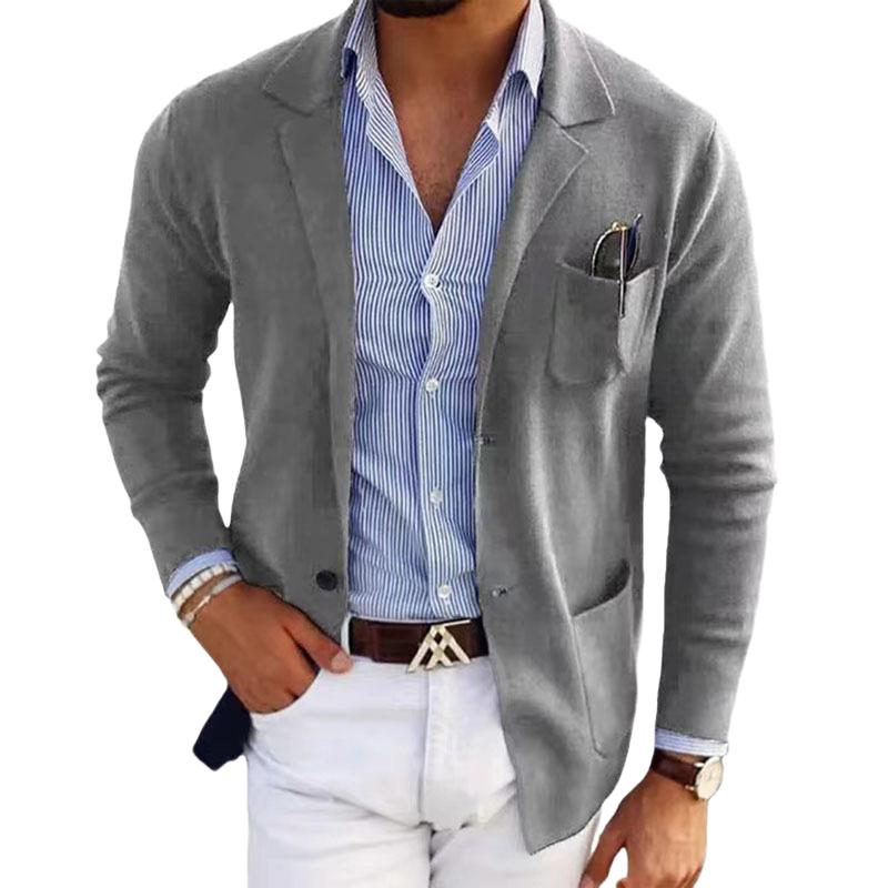 ARMANI | Men's Casual Notch Lapel Single-breasted Slim-fit Knitted Blazer