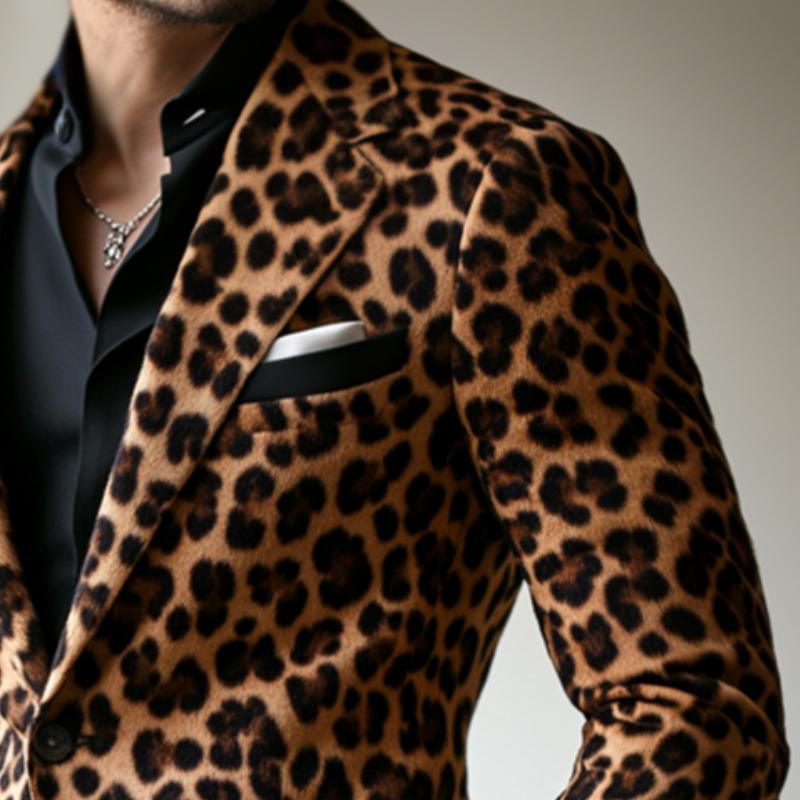 ARMANI | Men's Vintage Casual Leopard Print Single Breasted Blazer