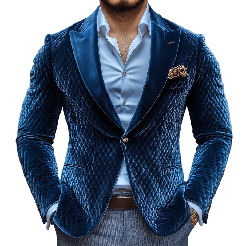 ARMANI | Men's Vintage Rhombus Velvet Peak Lapel One-button Casual Blazer