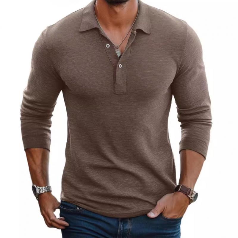 John | Men's Casual Cotton Blend Lapel Slim Fit Long Sleeve Polo Shirt