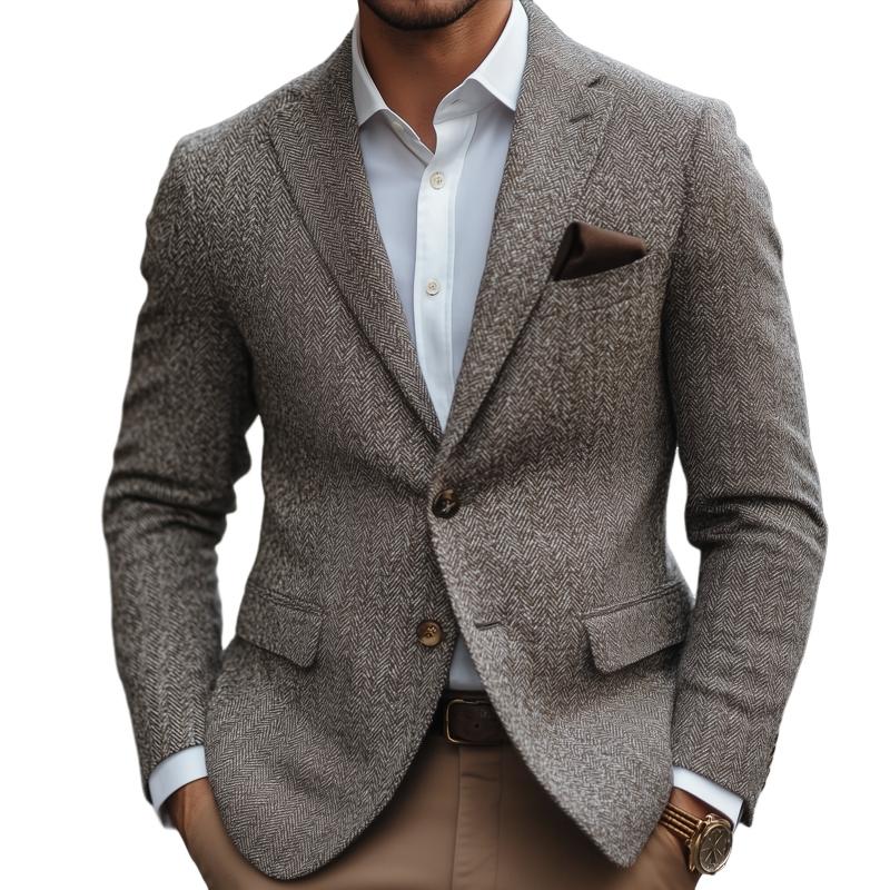 ARMANI | Men's Vintage Herringbone Notch Lapel Two Buttons Slim Blazer