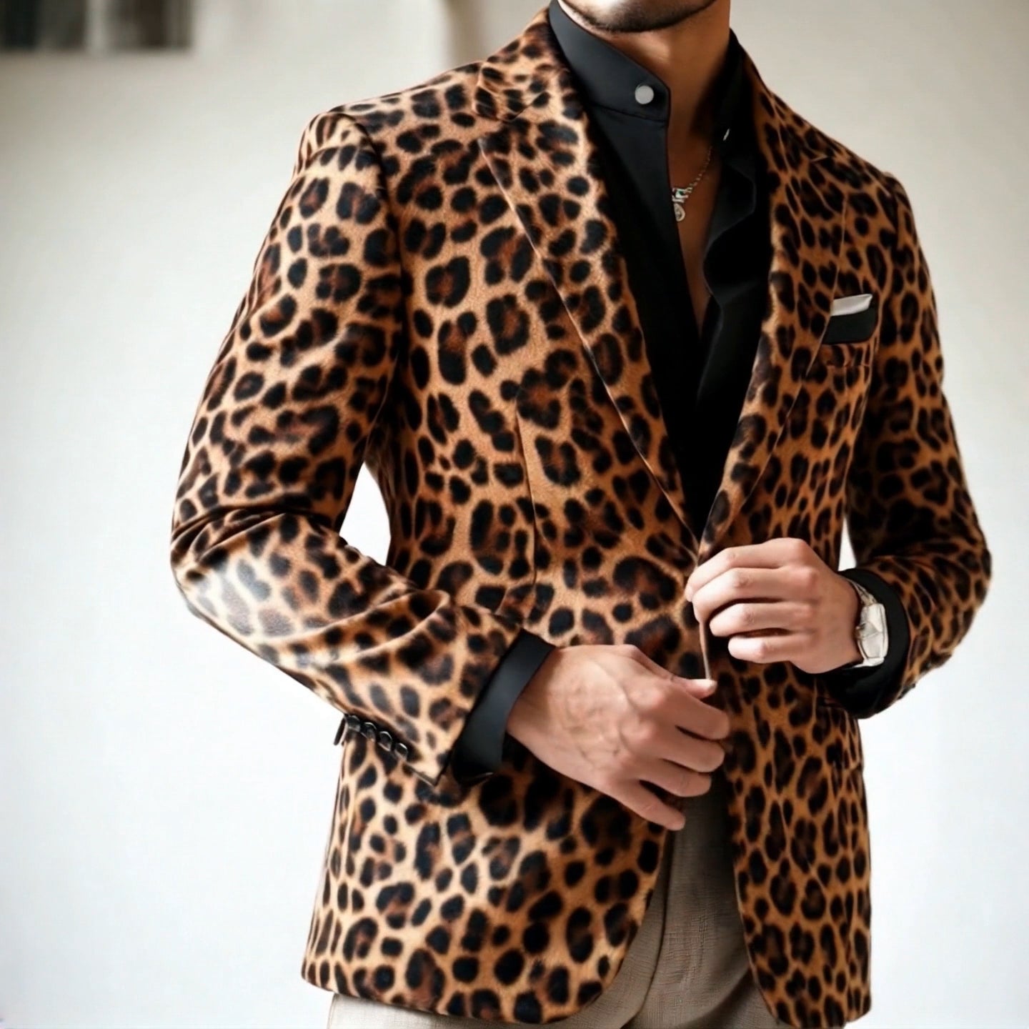 ARMANI | Men's Vintage Casual Leopard Print Single Breasted Blazer